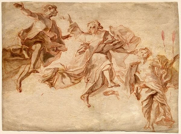 Cosmas Damian Asam, German (1686-1739), The Ascension of Christ, 1720, red chalk