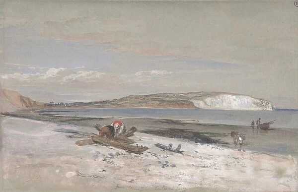 Culver Cliff Isle Wight 1847 Watercolor colored chalks