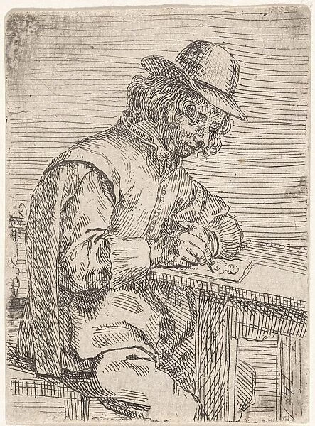 A drawing man wearing a hat, Peter Snijers, 1694 - 1752