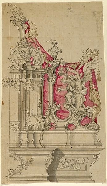 Drawings Prints, Drawing, Ornament, &, Architecture, Right, Half, Design, Altar, Rococo