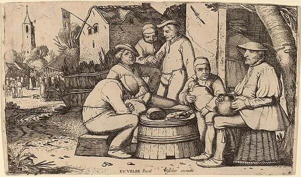 Esaias van de Velde I (Dutch, c. 1590 - 1630), Peasants Lunching in Open Air, etching