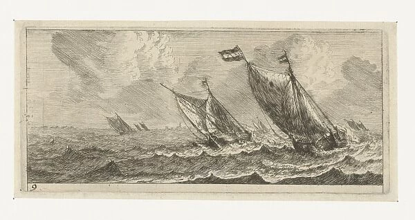 Ferries on a rough sea, Reinier Nooms, 1651 - 1652
