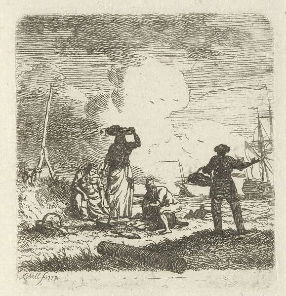 Fishermen at the beach, Hendrik Kobell, 1777