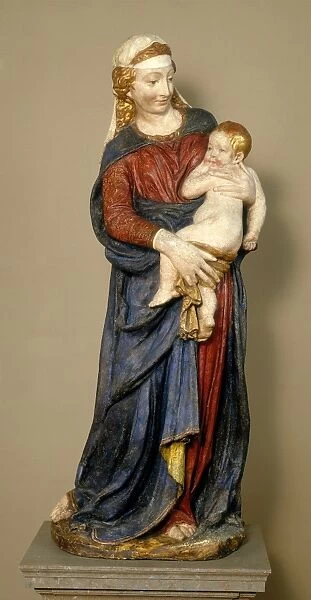 Florentine 15th Century, Madonna and Child, c. 1425, painted and gilded terracotta