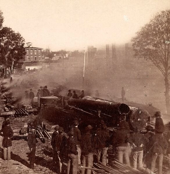 Gen. Shermans men destroying the railroad, before the evacuation of Atlanta, Ga