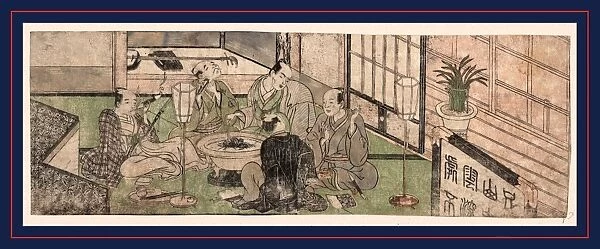 Hibachi o kakomu gonin no otoko, Five men relaxing around a hibachi. Katsukawa, ShunshAc