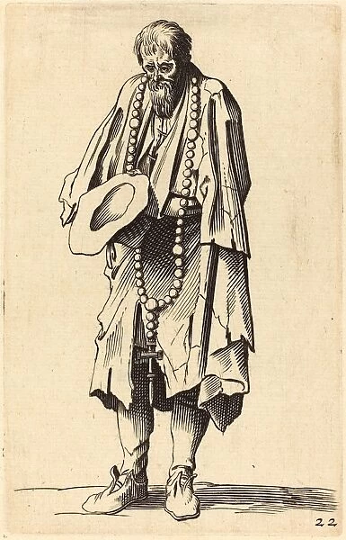 after Jacques Callot, Beggar with Rosary, etching