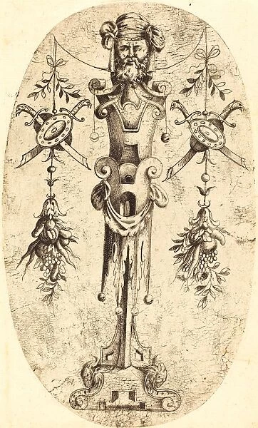 Jean Mignon, French (active 1543-active c. 1545), Bearded Head on a Pedestal, etching