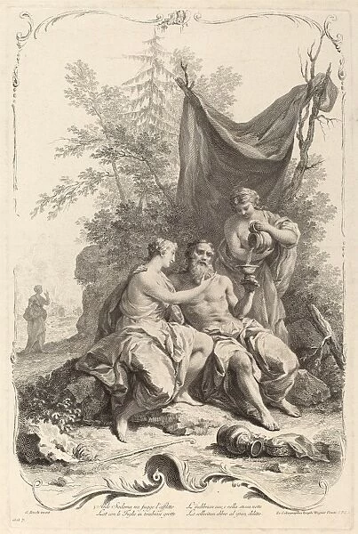 Joseph Wagner (publisher) after Giuseppe Zocchi (German, 1706 - 1780), Lot and His Daughters