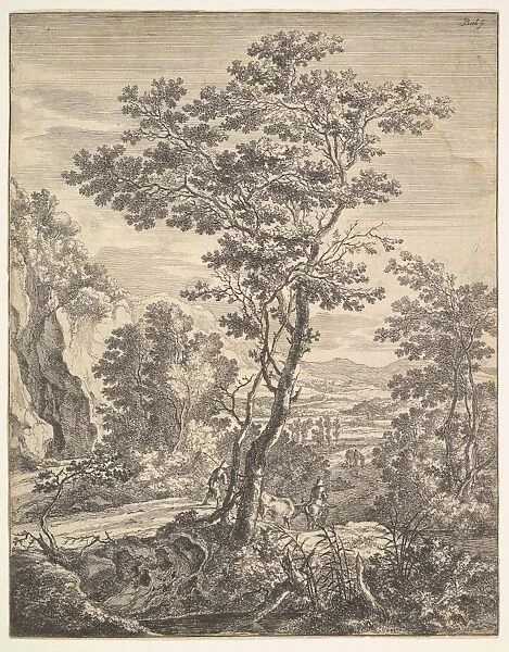 Large Tree Upright Italian Landscapes Etching