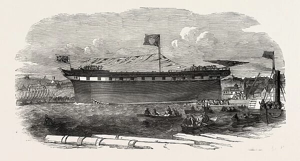 Launch of the Ship Vimiera, at Sunderland, Uk, 1851 Engraving