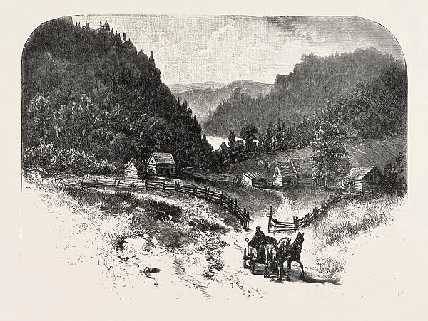 Lower Ottawa, Mountain Farm, Canada, Nineteenth Century Engraving