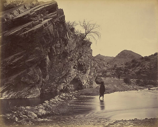 Man standing water river John Burke British active 1860s