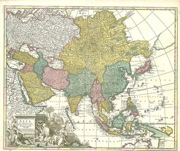 Map Asia Gerhard Valk -1726 Copperplate print
