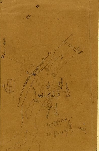 Map of battlefield, 1865 March 11, drawing, 1862-1865, by Alfred R Waud, 1828-1891