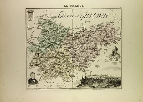 Map of Garn and Garonne, 1896, France