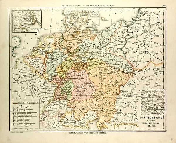 MAP OF GERMANY, 1815 - 1866