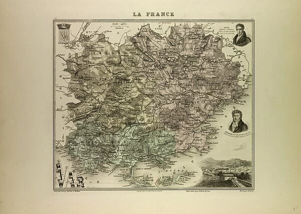 Map of Var, 1896, France