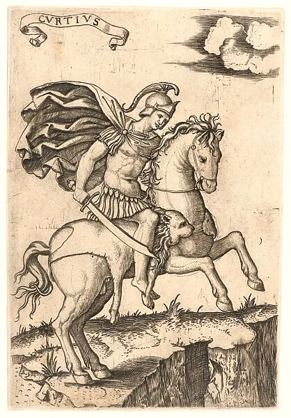 Marcantonio Raimondi (Italian, ca. 1470  /  1482 - 1527  /  1534). Marcus Curtius, 16th century