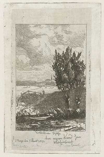 Meadow Landscape with closed, Joseph Hartogensis, Jan Weissenbruch, 1854