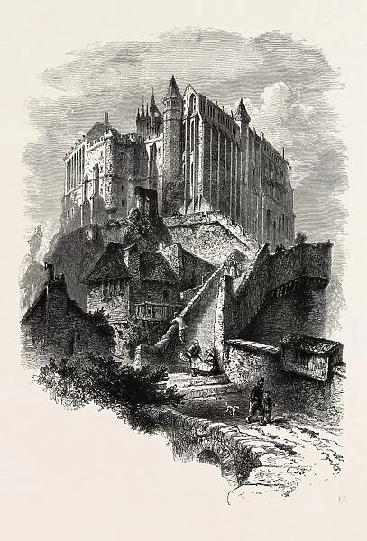 Mont St. Michel, NORMANDY, FRANCE, 19th century engraving; engraved image; history