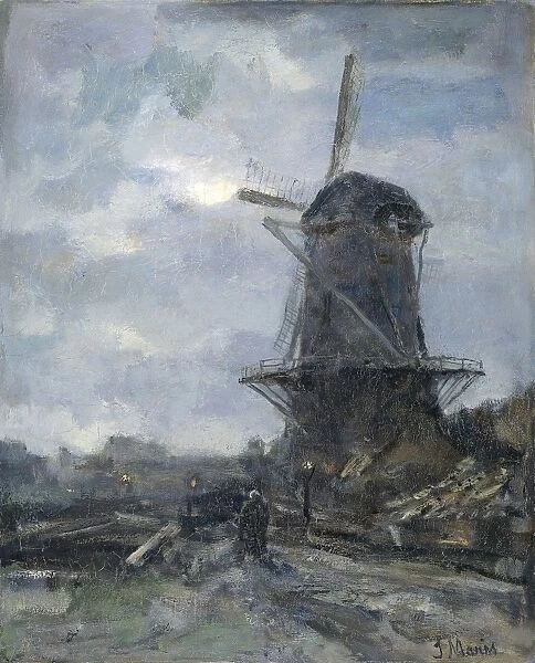 Mill at moonlight, Jacob Maris, c. 1899