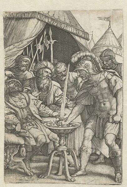 Mucius Scaevola puts right hand into the fire, Georg Pencz, 1535