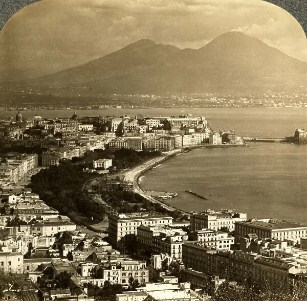 Naples and Mt. Vesuvius, Italy, Europe, Vintage photography