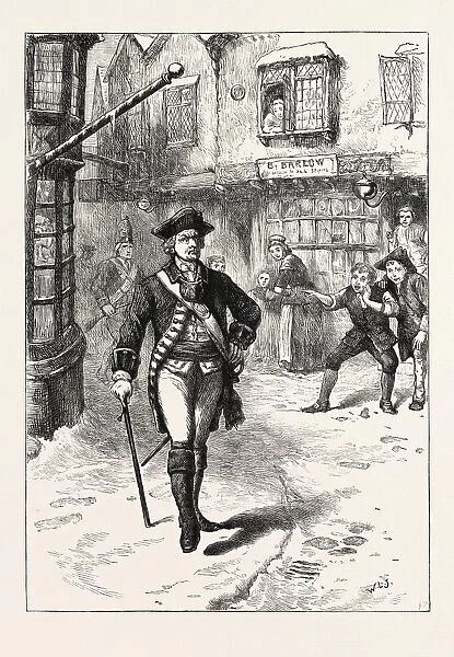 THE OFFICER AND THE BARBERs BOY, 1870s engraving