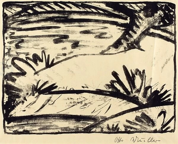 Otto MaOEller, Landscape with Tree and Water (Landschaft mitBaum und Wasser), German