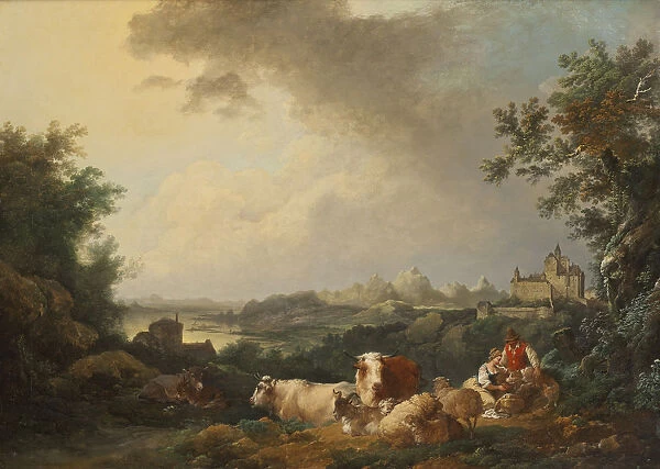 Philip James de Loutherbourg Landscape Resting Cattle