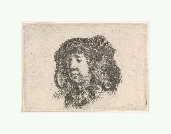 Plate 34 head young man cap adorned feathers