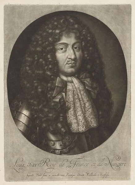 Portrait Louis XIV King France wears armor decorated