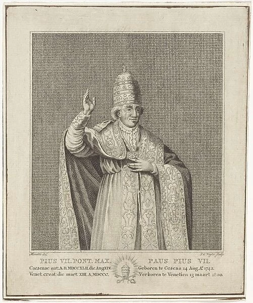 Portrait of Pope Pius VII, Jan Gerritsz. Visser, 1800 - 1802