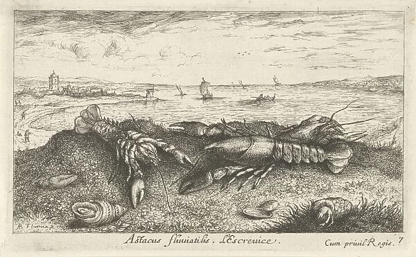 River Landscape with crayfish in the foreground, Albert Flamen, 1664