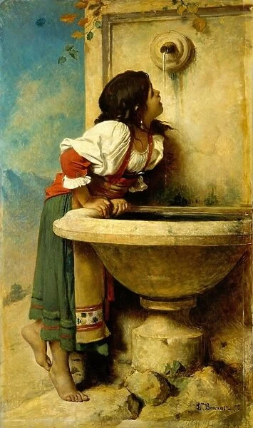 Roman Girl Fountain 1875 Oil canvas 67 x 39 1  /  2
