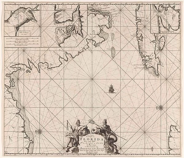 Sea chart of part of the Gulf of Mexico, with the coast of Florida, Jan Luyken, Claes