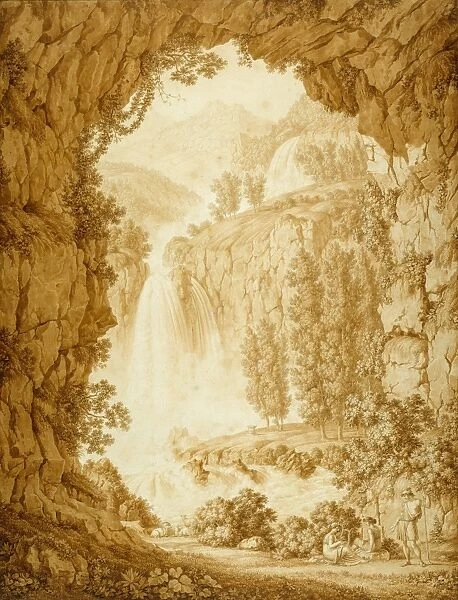 A Shepherd and Muses by a Waterfall