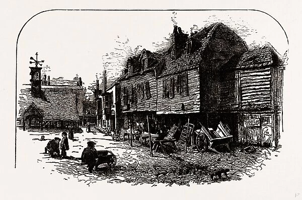 THE STABLES OF THE THREE PIGEONS, BRENTFORD, 1848, UK, engraving