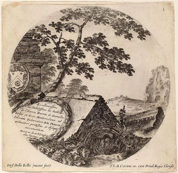 Stefano Della Bella (Italian, 1610 - 1664), Title Page for Paysages et ruines