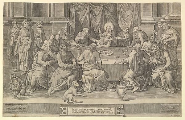 Last Supper 1564 Engraving 13 11  /  16 x 21 5  /  16