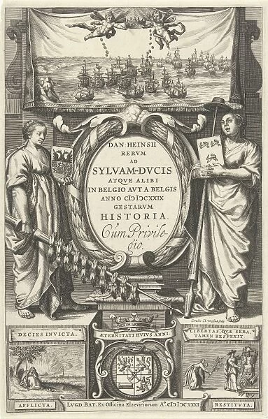 Title page for D. Heinsius Rervm ad Sylvam-Dvcis atqve alibi in Belgio avt a Belgis