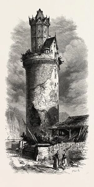 Tower at Andernach. the Rhine, Germany, 19th century engraving