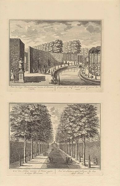 View of the semicircular closure of the garden behind Slot Zeist  /  View of the central
