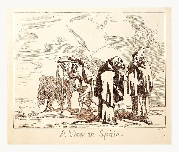 A view in Spain, Price G. P. England, between 1800 and 1850?, animals dressed as