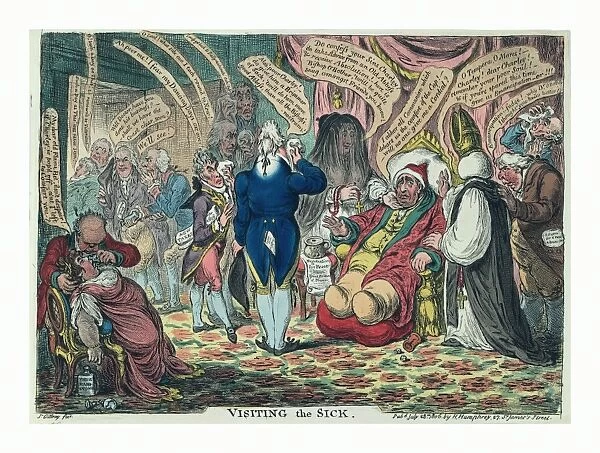 Visiting the sick, Gillray, James, 1756-1815, engraving 1806, Charles Fox sitting