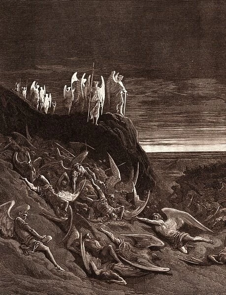THE WAR IN HEAVEN, BY GUSTAVE DORE. Gustave Dore, 1832 - 1883, French