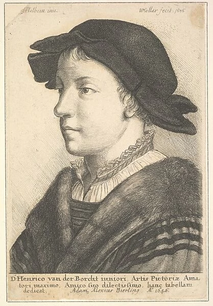 Young man wearing hat profile left 1646 Etching