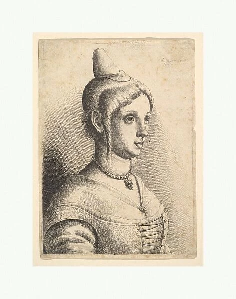 Young woman conical hat right 1645 Etching first state