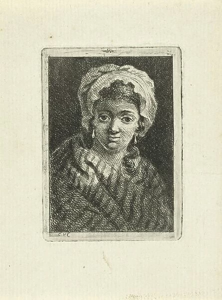 Young woman with hat and curly hair, 1768 - 1827